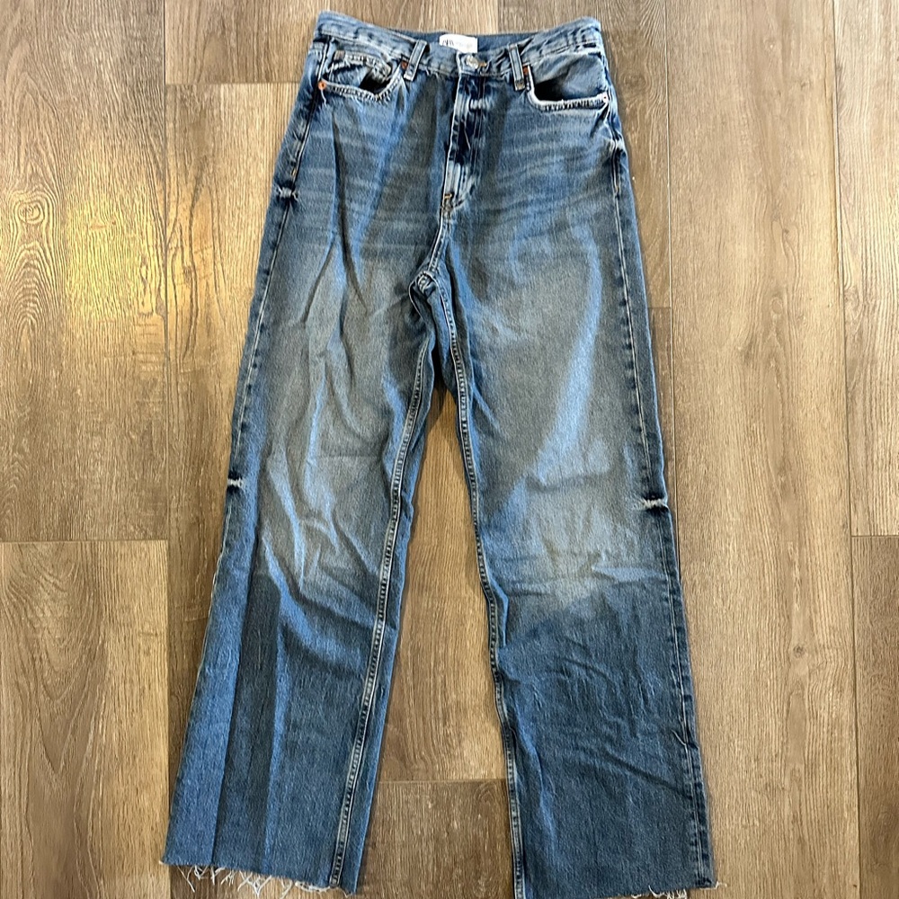 Zara Full Length TRF High Rise Wide Leg Jean